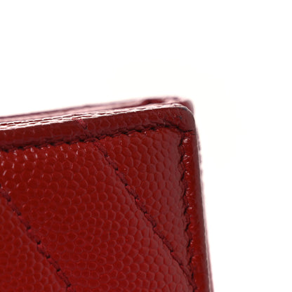 Saint Laurent Grain De Poudre Matelasse Chevron Monogram Compact Wallet Red 9 of 9