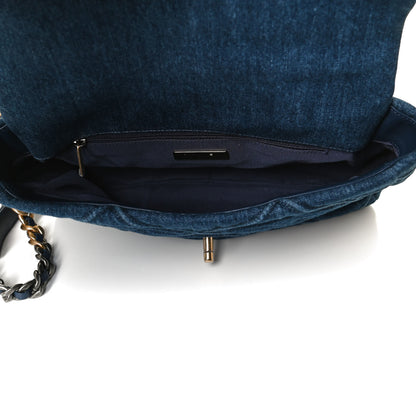 Chanel Denim Quilted Large Chanel 19 Flap Blue 7 of 10