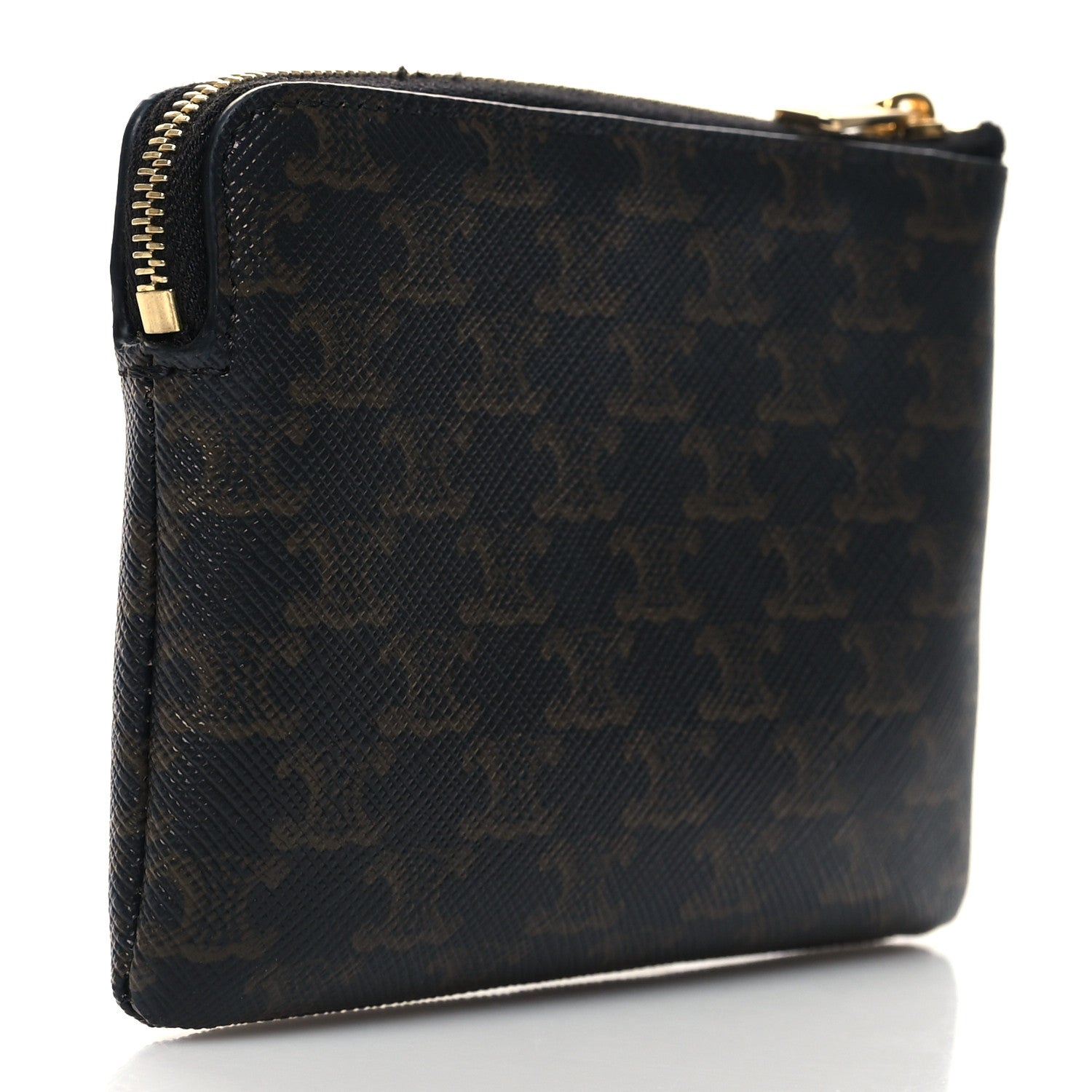 Celine Triomphe Canvas Logo Coin and Card Pouch With Hook Black 3 of 7