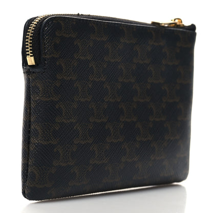 Celine Triomphe Canvas Logo Coin and Card Pouch With Hook Black 3 of 7
