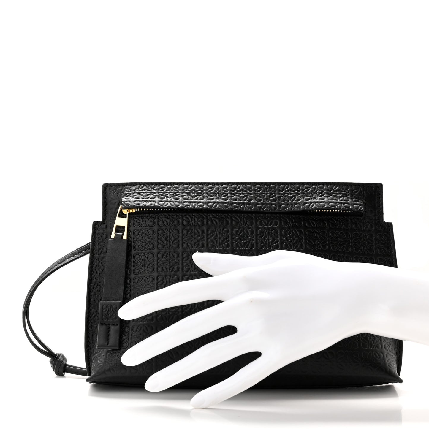 Calfskin Embossed Mini Repeat T Pouch Black
