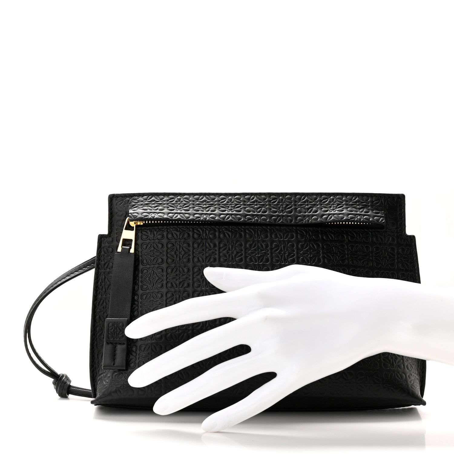 Loewe Calfskin Embossed Mini Repeat T Pouch Black 2 of 10