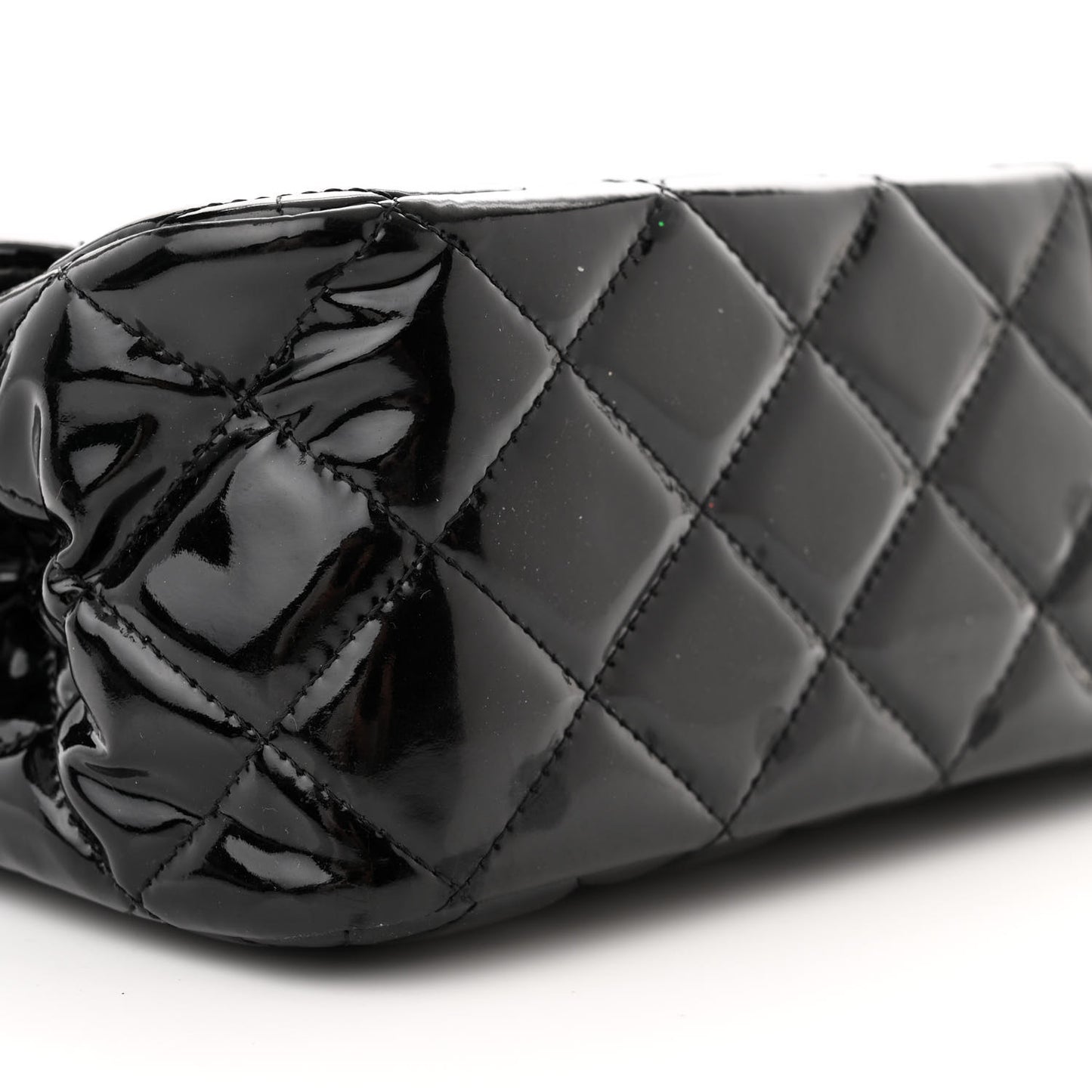 Patent Quilted Jumbo Double Flap Black