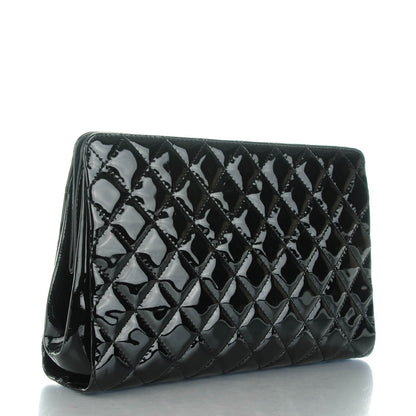 Chanel Patent CC Quilted Timeless Clutch Black 3 of 7