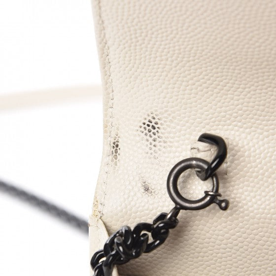 Grain De Poudre Matelasse Chevron Monogram Envelope Chain Wallet Dove White