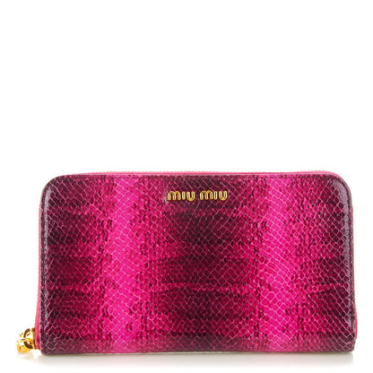 Miu Miu Vitello Ayers Embossed Zip Around Wallet Peonia 1 of 7