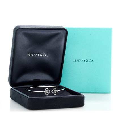 Tiffany 18K White Gold Diamond Fleur de Lis Wire Bracelet 4 of 4
