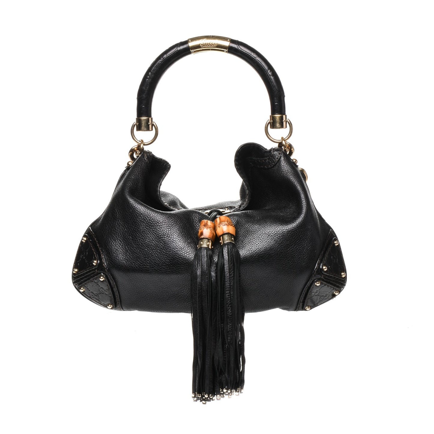 Calfskin Medium Indy Top Handle Hobo Black