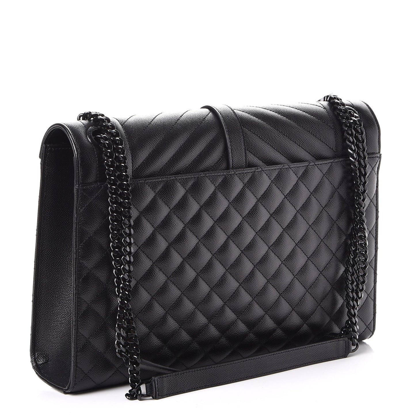 Grain De Poudre Textured Mixed Matelasse Large Triquilt Monogram Satchel Black