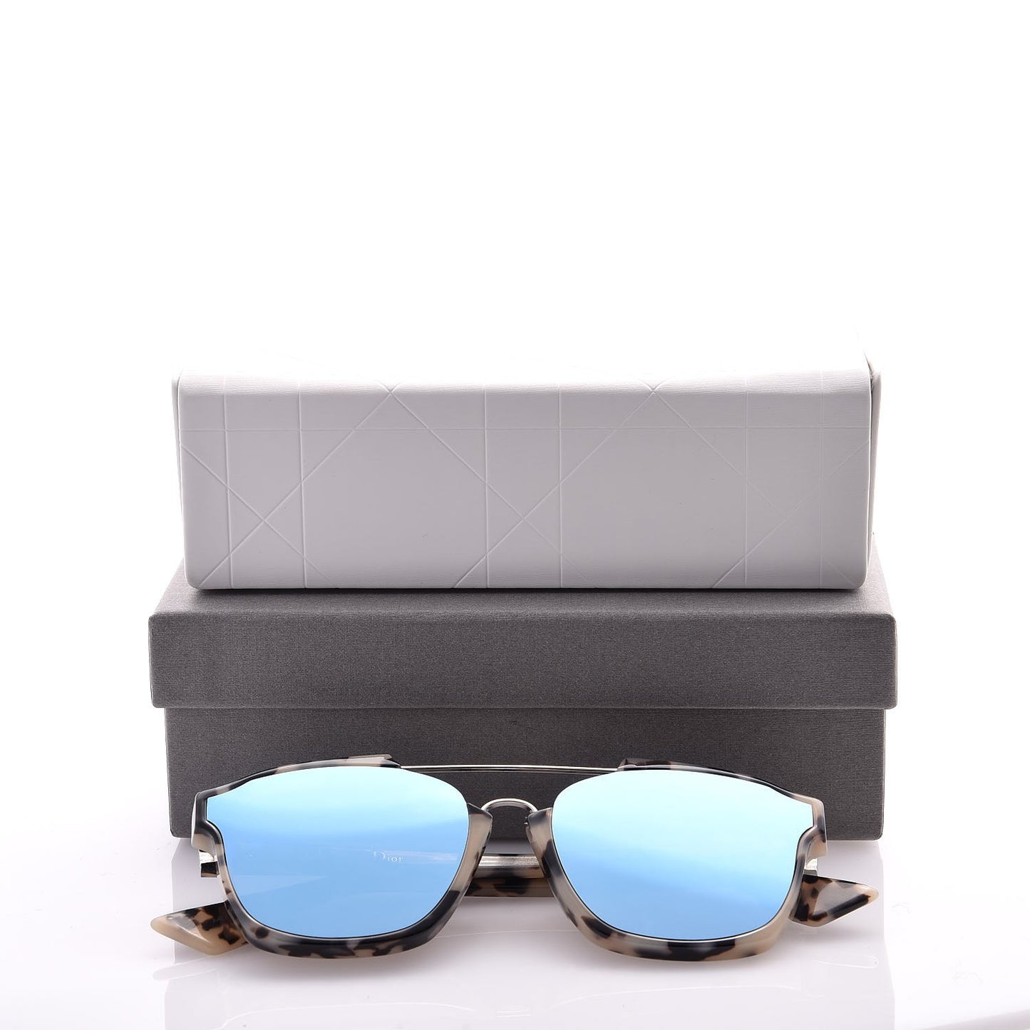 Abstract Square Mirrored Sunglasses Spotted Havana Blue