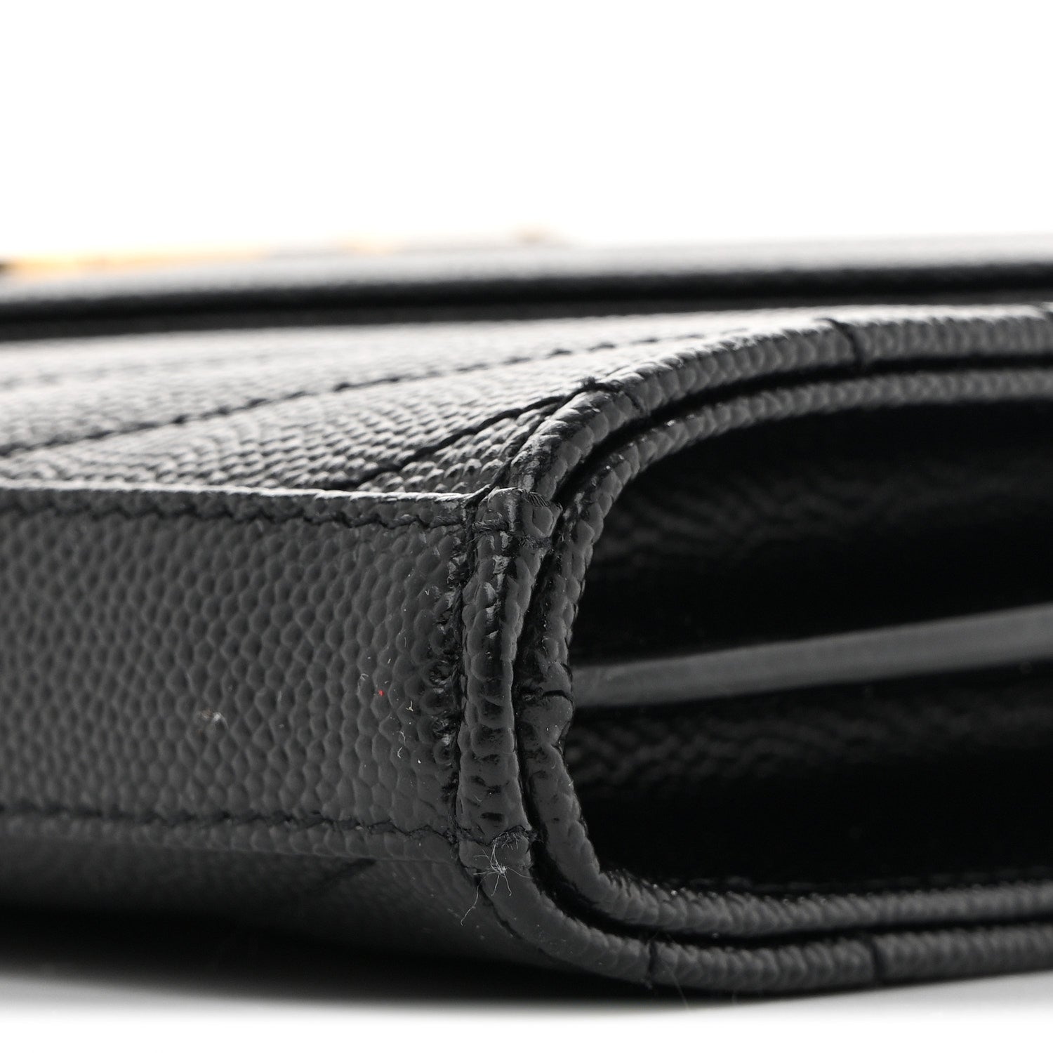 Saint Laurent Grain De Poudre Matelasse Chevron Monogram Chain Wallet Black 11 of 13