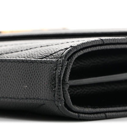 Saint Laurent Grain De Poudre Matelasse Chevron Monogram Chain Wallet Black 11 of 13