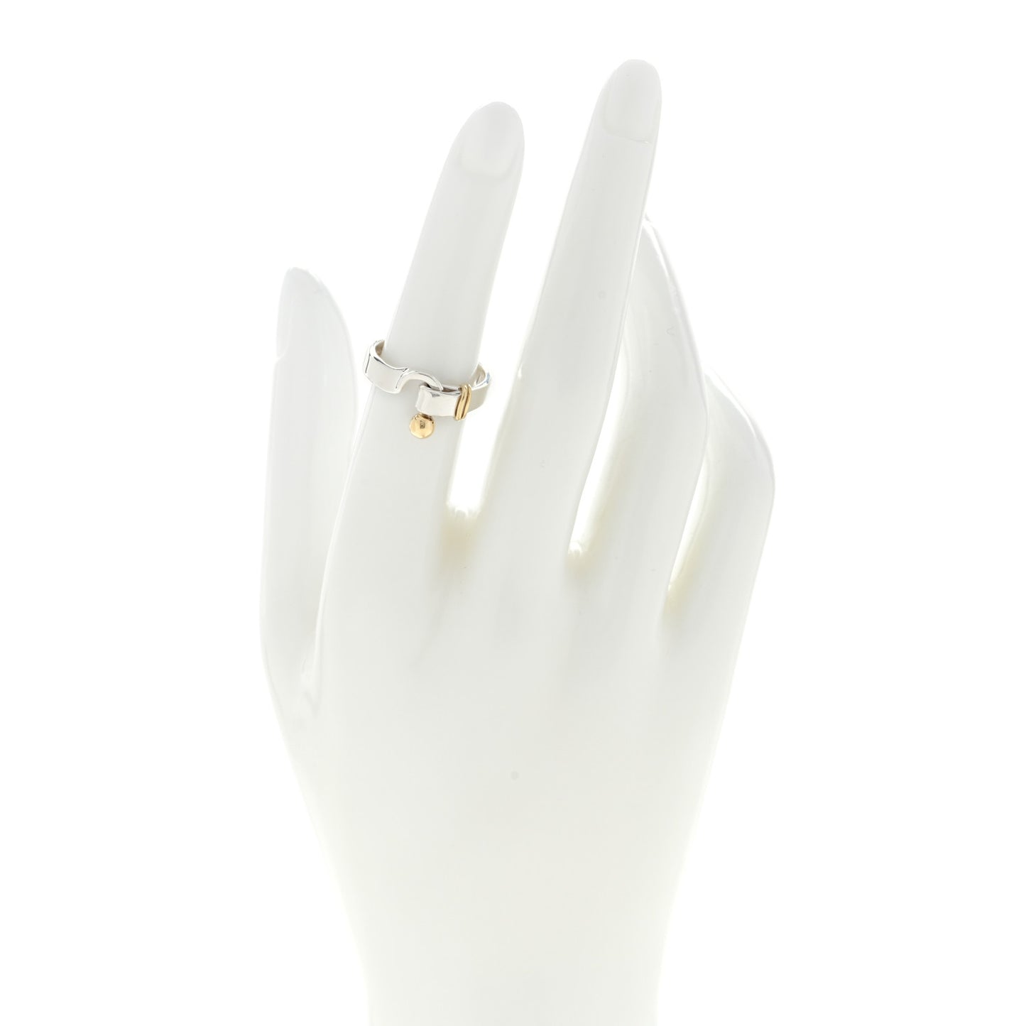Sterling Silver 18K Yellow Gold Hook Ring 51 5.75
