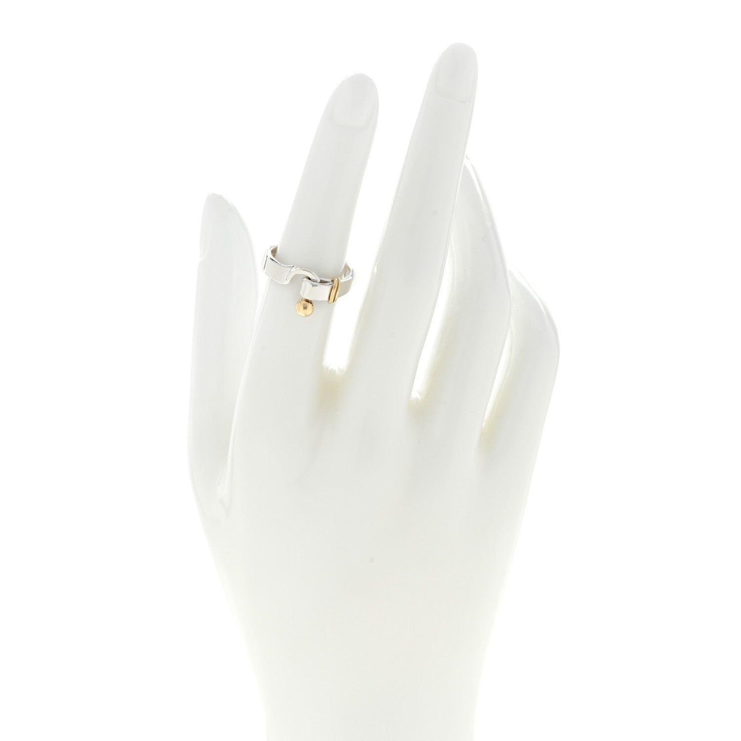 Tiffany Sterling Silver 18K Yellow Gold Hook Ring 51 5.75 2 of 4