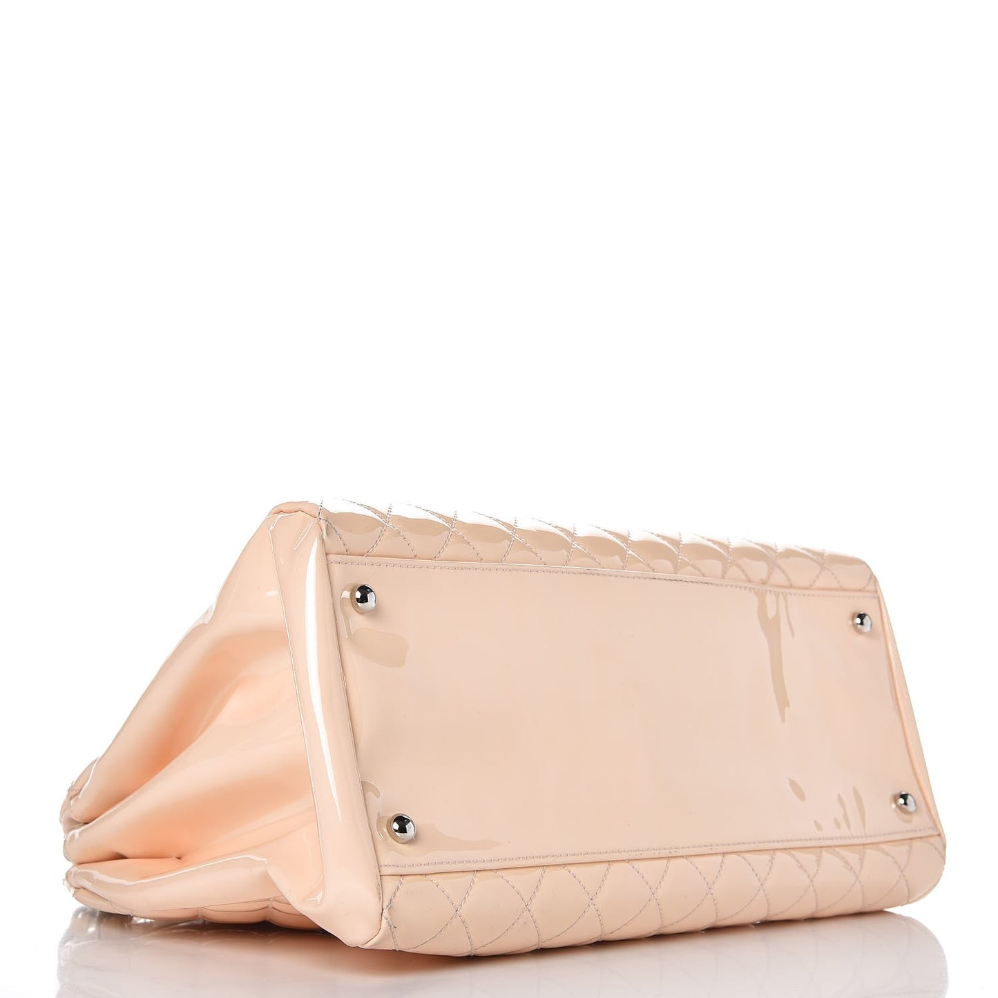 Patent Quilted Large Just Mademoiselle Bowling Bag Beige