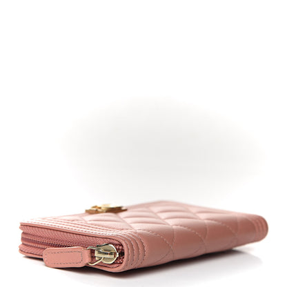 Chanel Caviar Quilted Boy Small Zip Around Wallet Pink 4 of 14