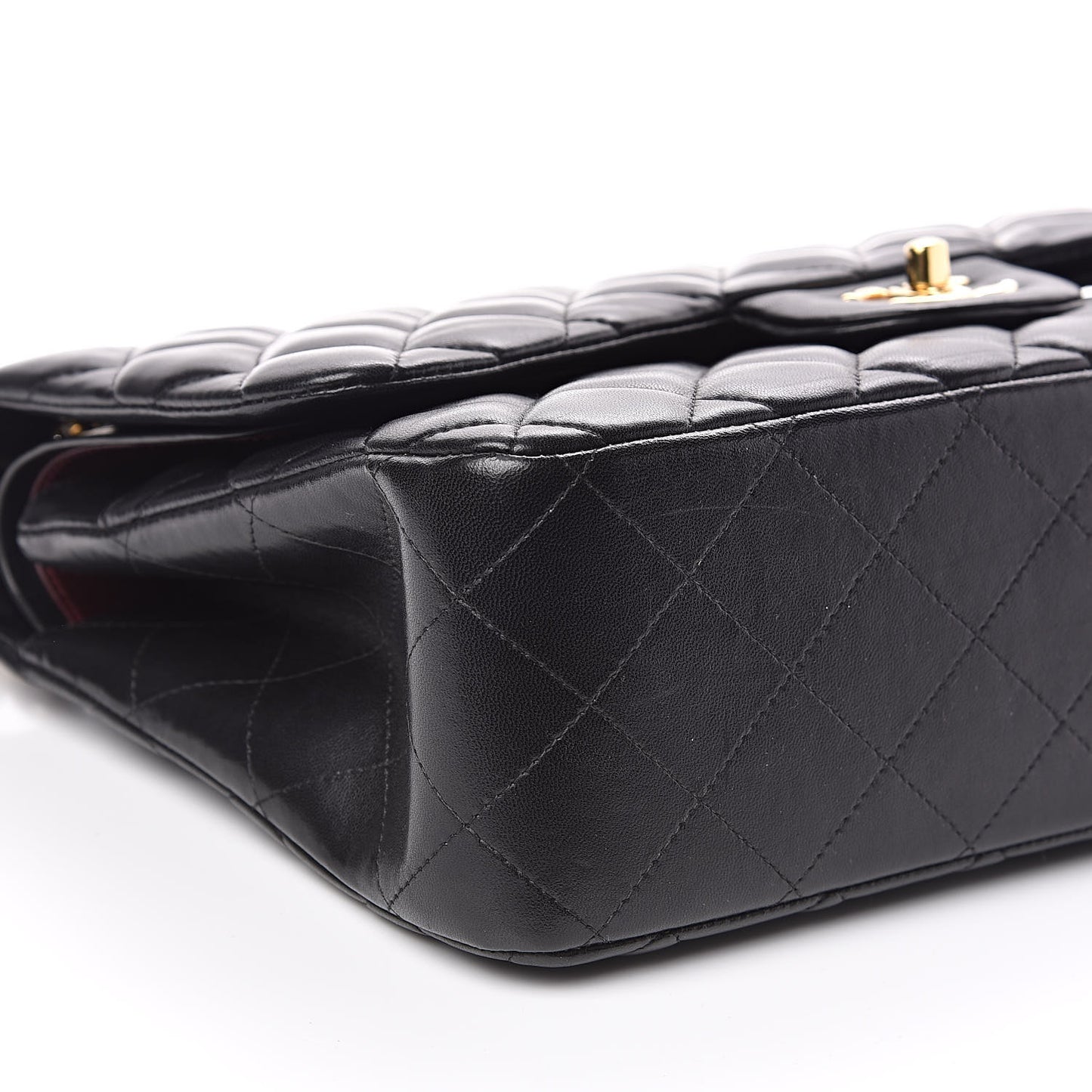 Lambskin Quilted Jumbo Double Flap Black