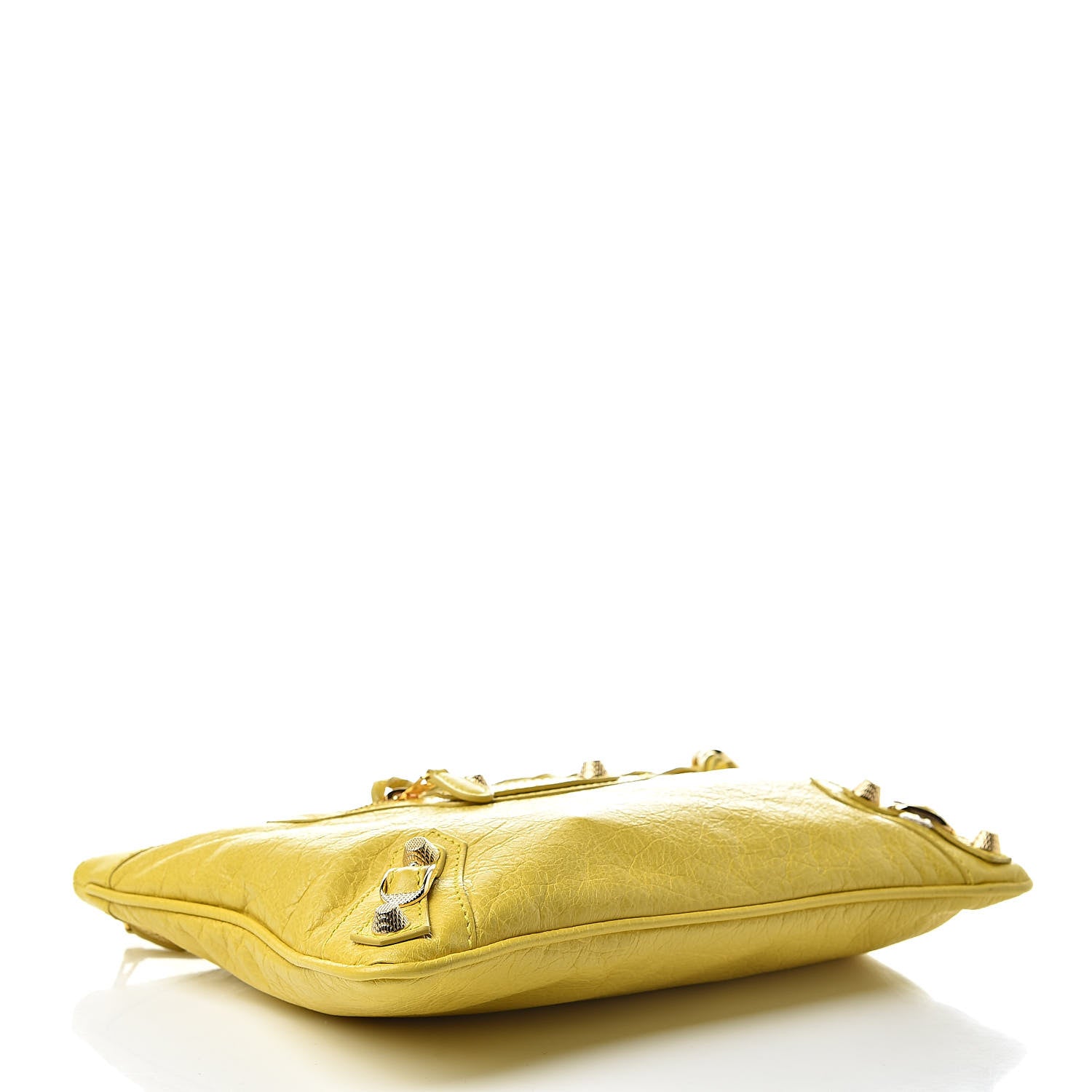 Balenciaga Agneau Giant 12 Gold Hardware Flat Handle Clutch Curry 4 of 7