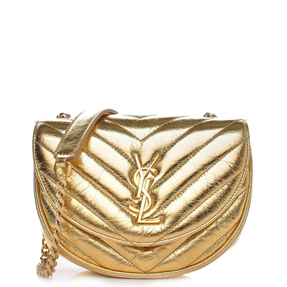 Saint Laurent Metallic Calfskin Matelasse Monogram Small Bubble Chain Crossbody Gold 1 of 6