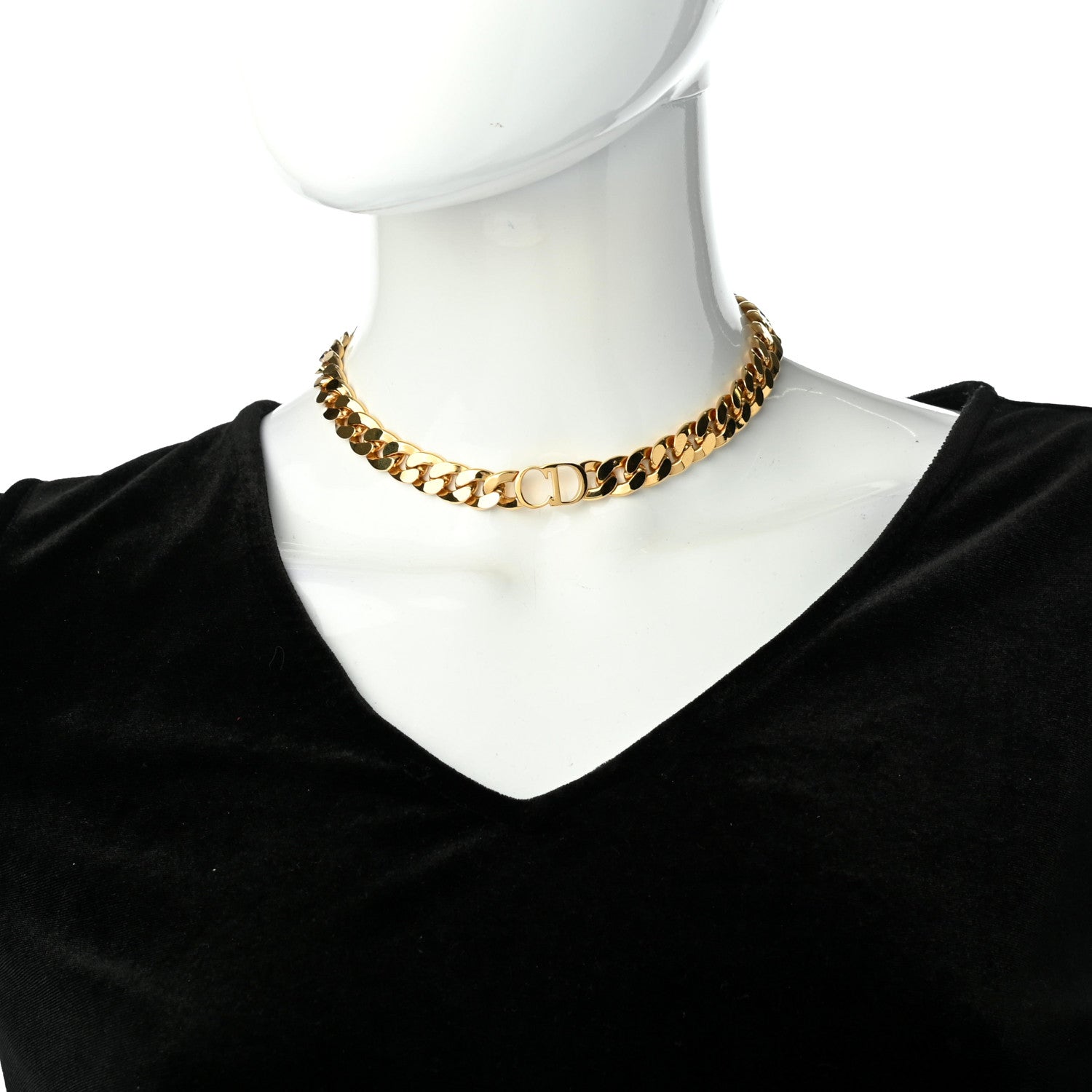 Christian Dior Metal Danseuse Etoile Chain Choker Necklace Gold 2 of 5