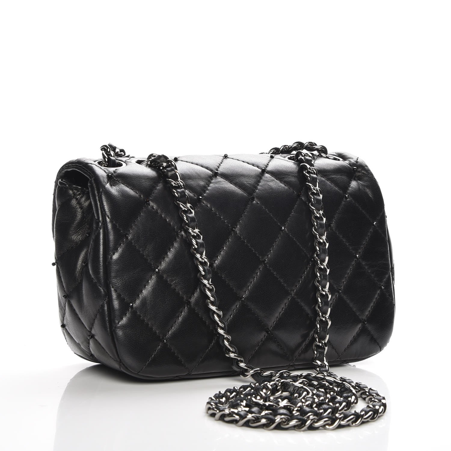 Chanel Lambskin Quilted Beaded Extra Mini Flap Black 3 of 8