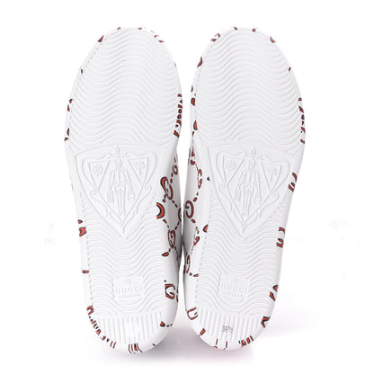 Gucci Calfskin GucciGhost Print Womens Ace Sneakers 39.5 White Hibiscus Red 5 of 10
