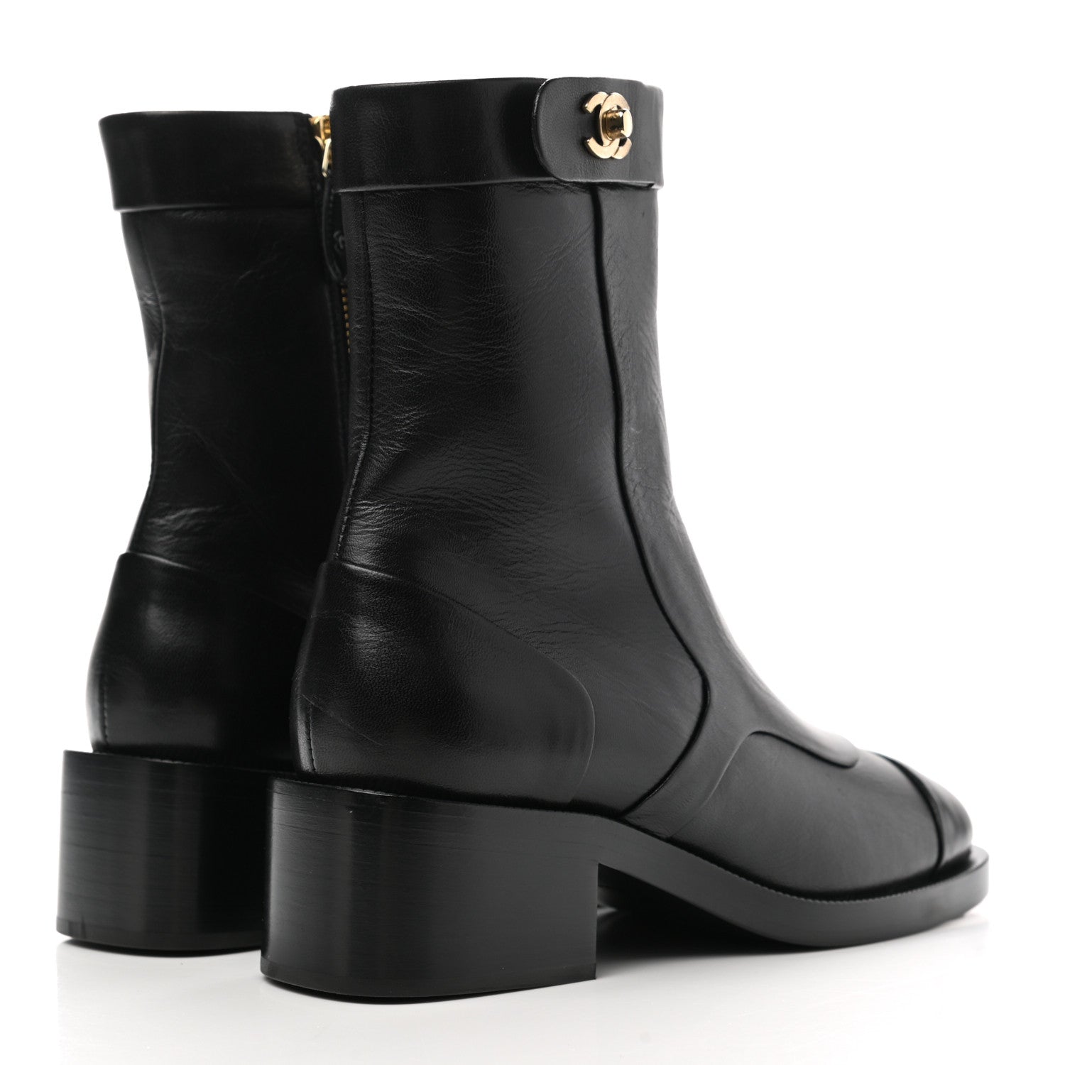 Chanel Shiny Goatskin CC Short Boots 35 Black 4 of 9