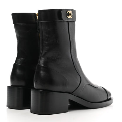 Chanel Shiny Goatskin CC Short Boots 35 Black 4 of 9