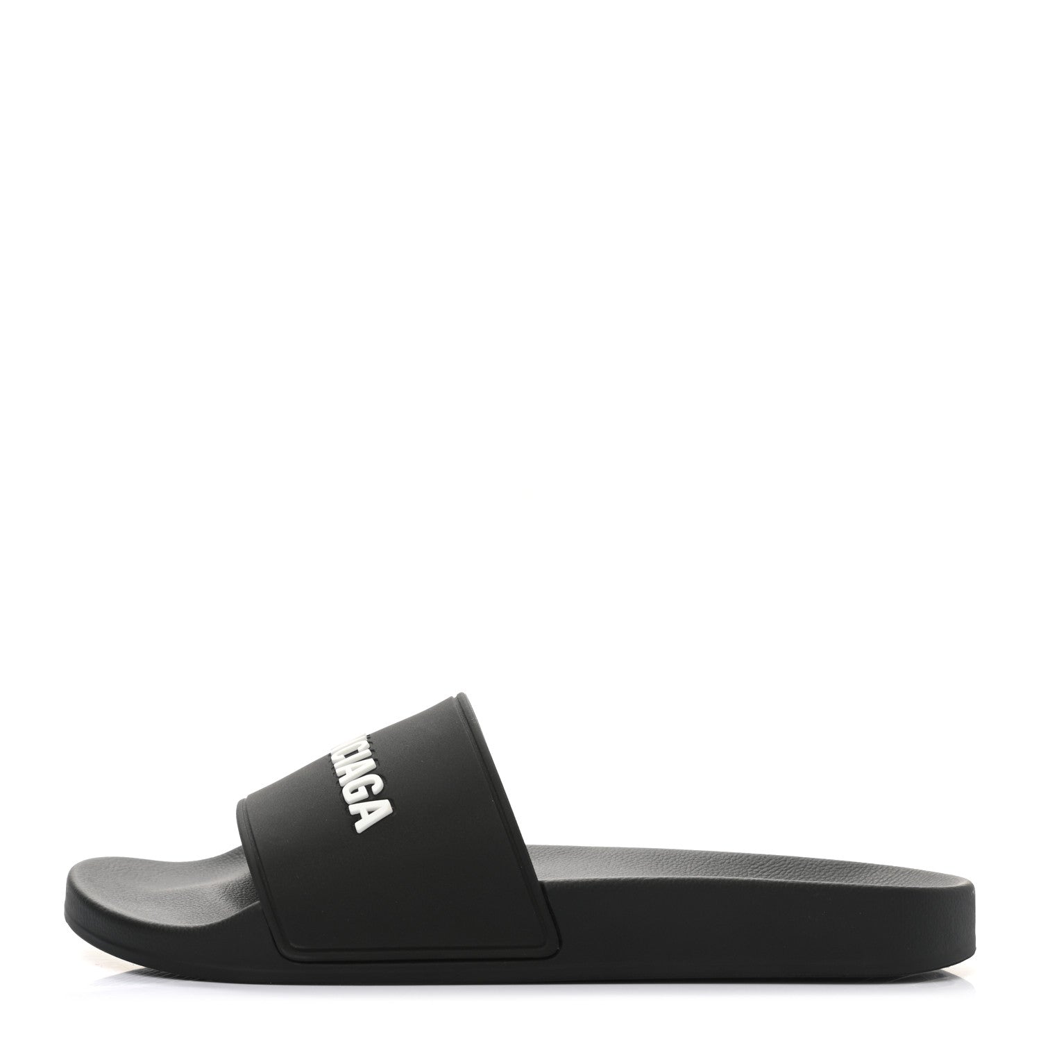 Balenciaga Rubber Womens Logo Pool Slide Sandals 40 Black White 1 of 8