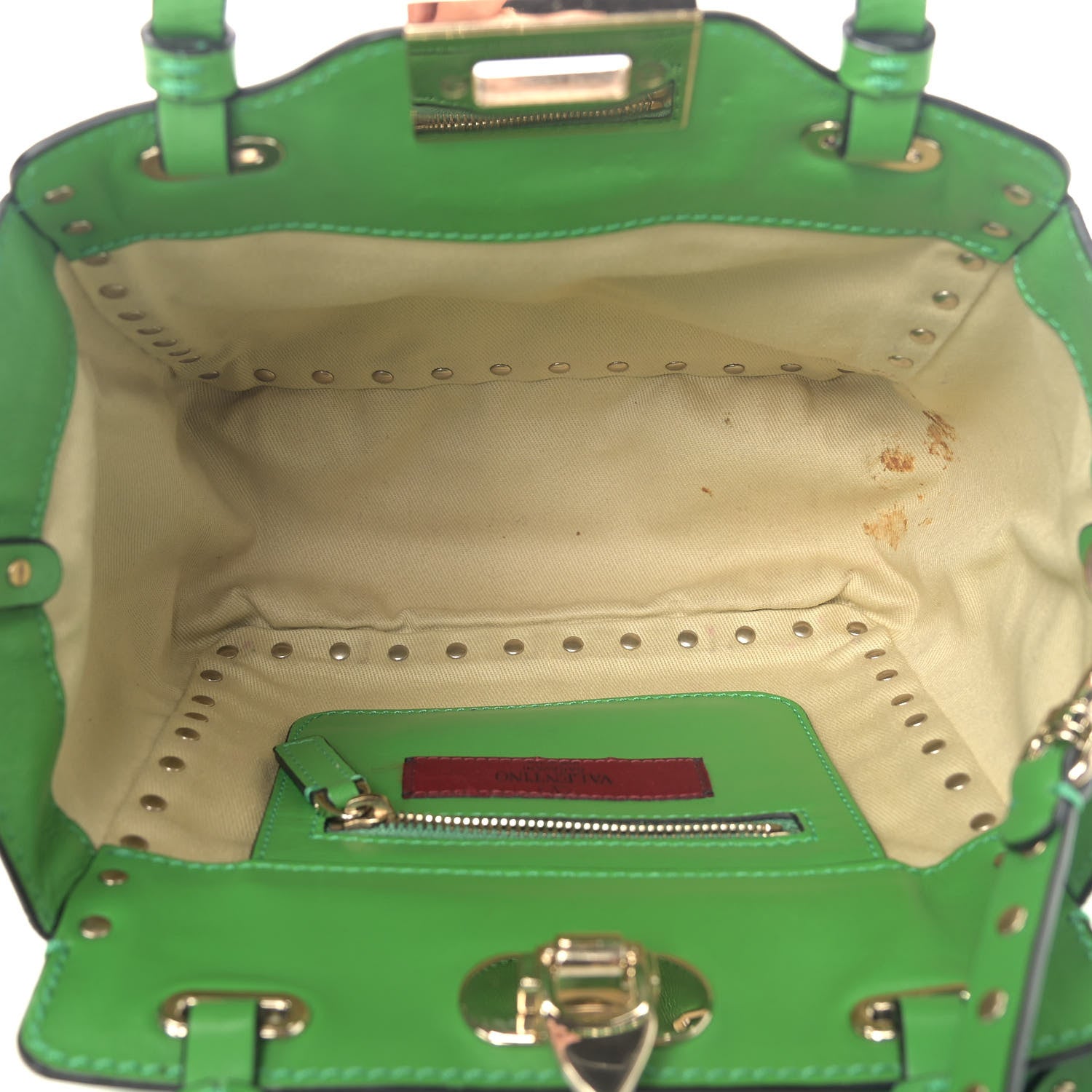 Valentino Garavani Vitello Mini Rockstud Tote Green 4 of 5