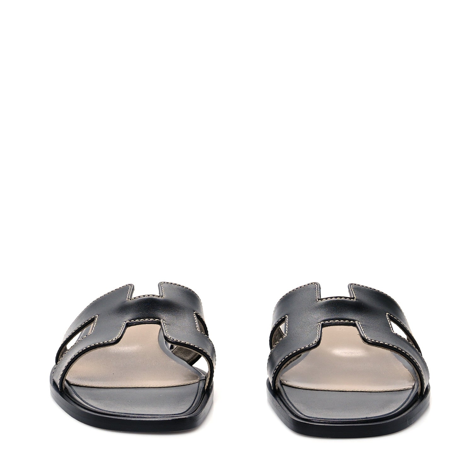 Hermes Box Calfskin Oran Sandals 36 Black 2 of 8
