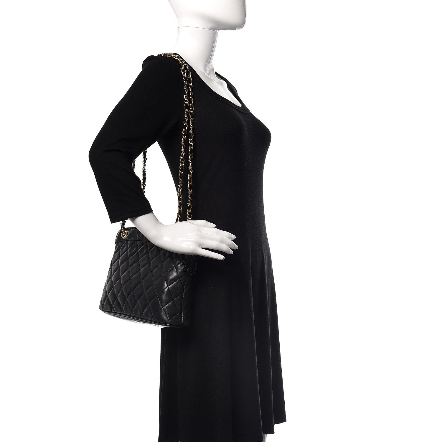 Chanel Lambskin Patent Quilted Shoulder Bag Black 2 of 10