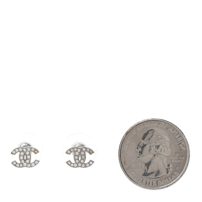 Chanel Crystal Mini Timeless CC Earrings Silver 2 of 5