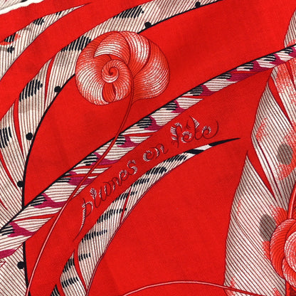 Hermes Cashmere Silk Plumes En Fete Shawl 140 Rouge Gris Fuchsia 4 of 4
