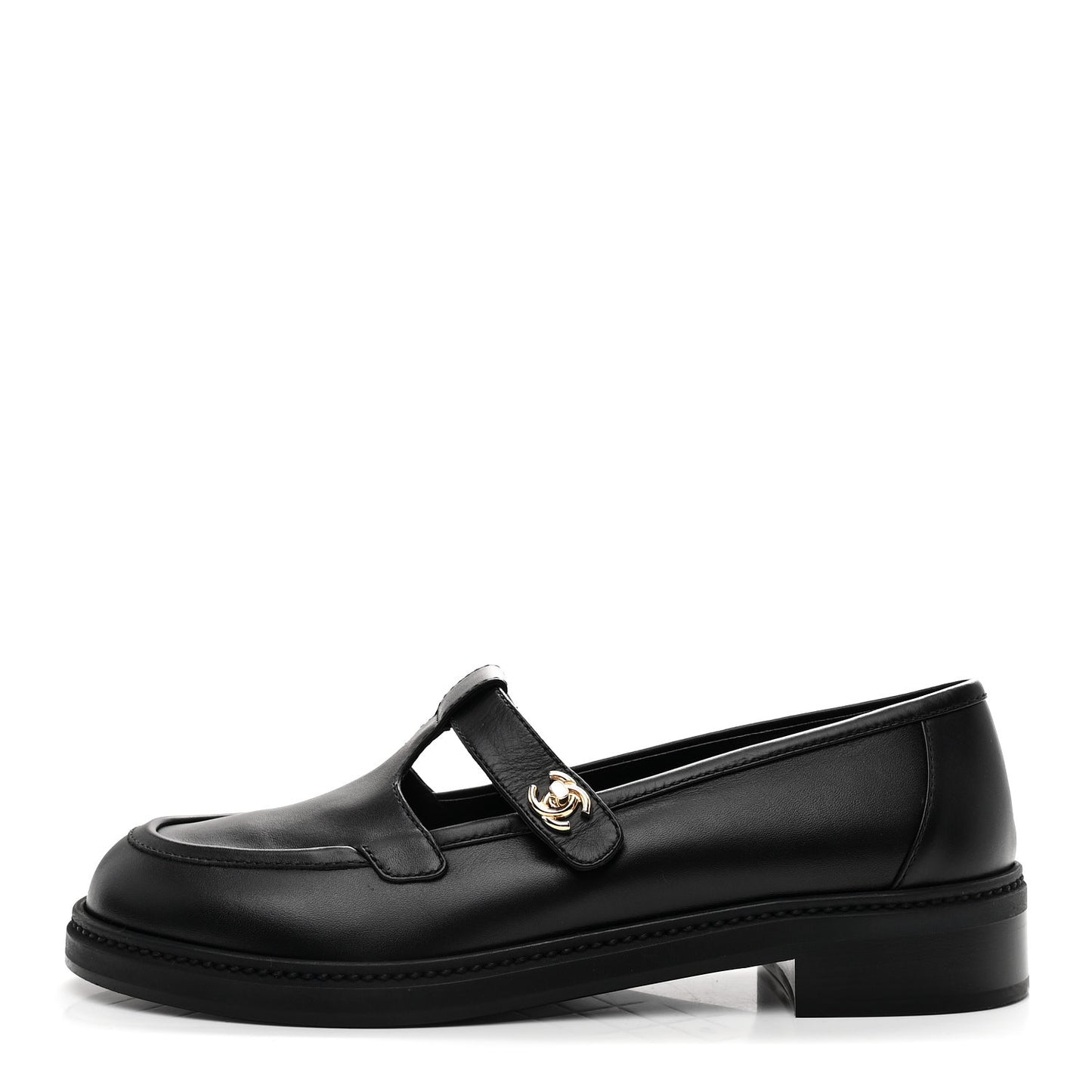 Calfskin CC Turnlock Moccasin Loafers 40 Black