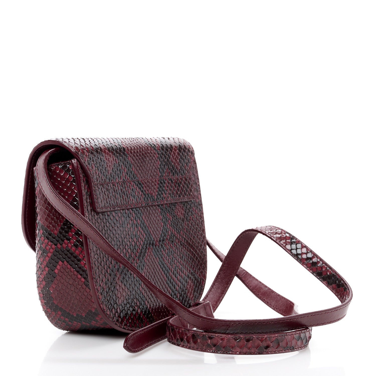 Saint Laurent SAINT LAURENT Snakeskin Small Kaia Satchel Burgundy 2 of 12