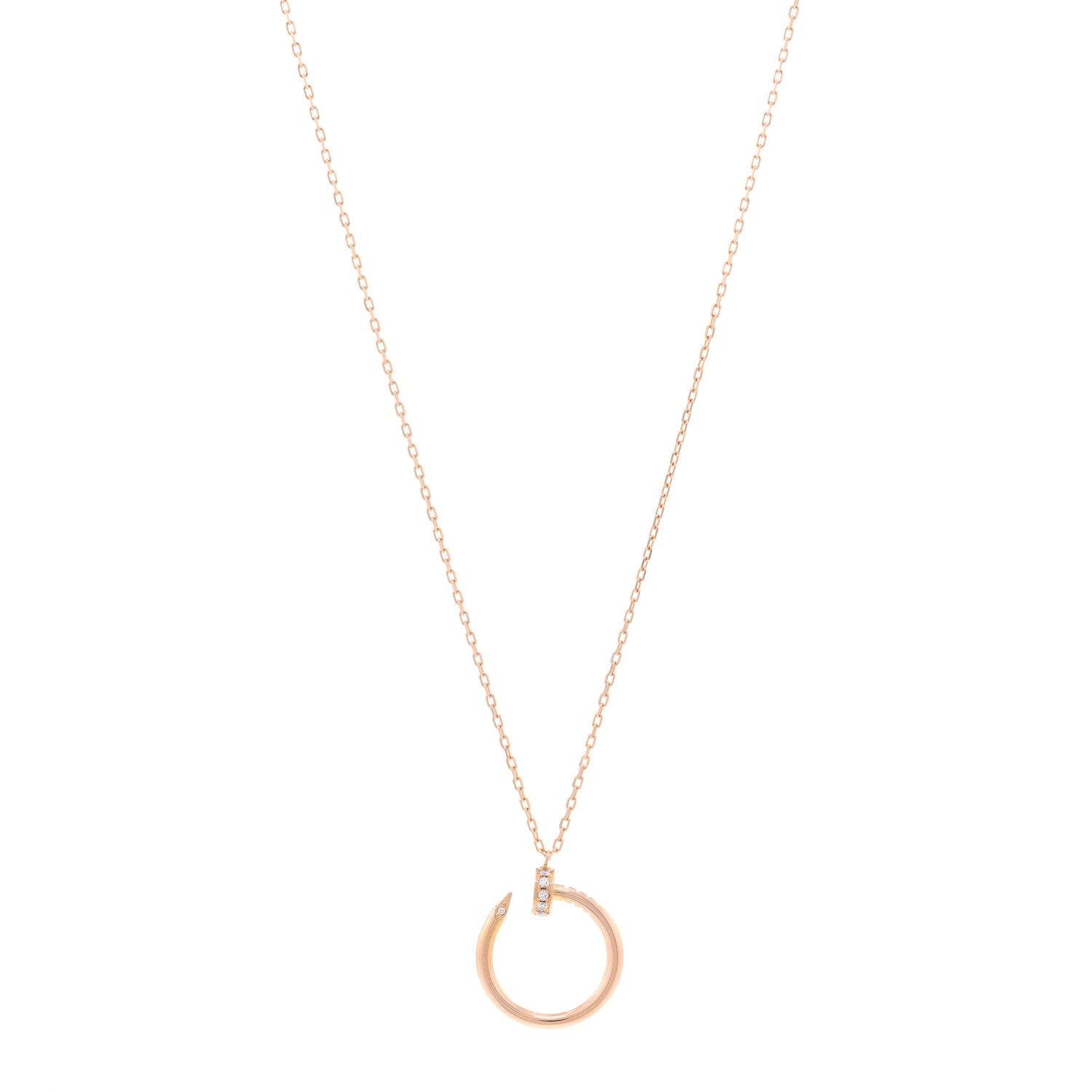 Cartier 18K Pink Gold Diamond Juste Un Clou Pendant Necklace 1 of 5