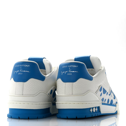 Louis Vuitton LV X YK Calfskin Printed Mens Infinity Dots Trainer Sneakers 11 White Blue 4 of 8