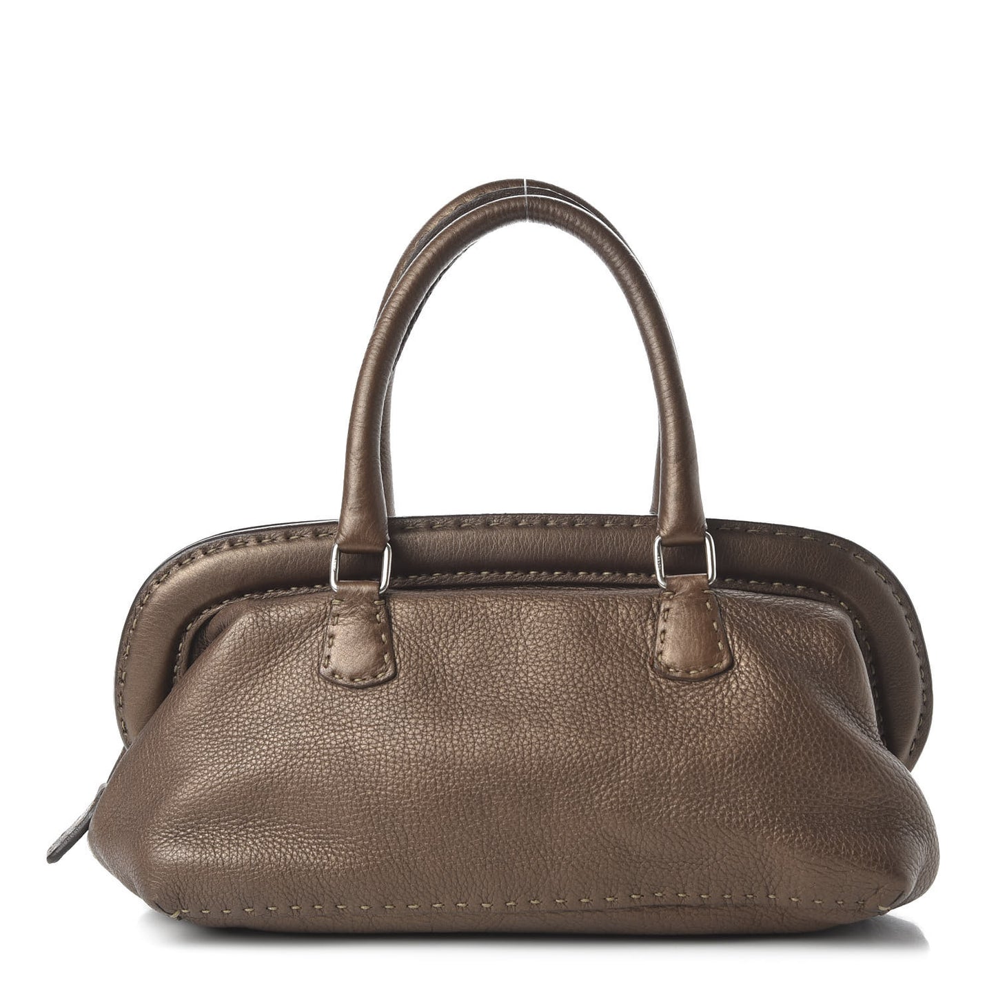 Metallic Calfskin Romano Selleria Adele 1328 Bag Brown