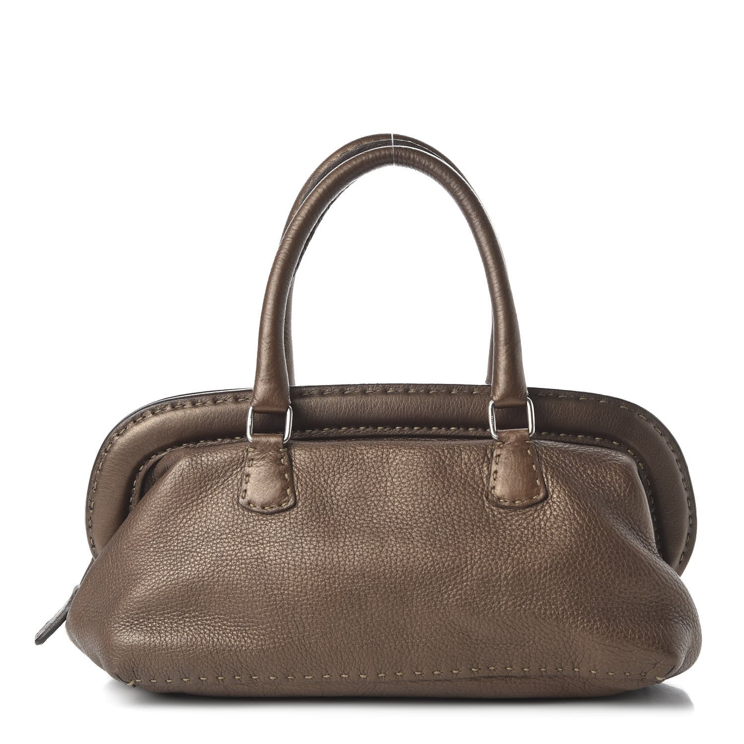 Fendi Metallic Calfskin Romano Selleria Adele 1328 Bag Brown 1 of 9