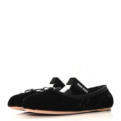 Miu Miu Velluto Froisse Ballerina Flats 38 Black 4 of 9