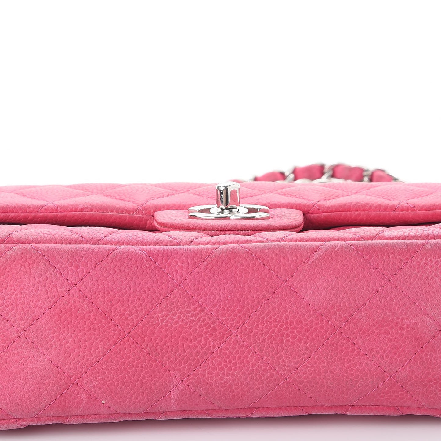 Iridescent Caviar Quilted Mini Rectangular Flap Pink