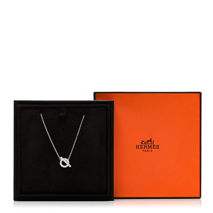Hermes 18K White Gold Diamond Finesse Pendant Necklace 5 of 5