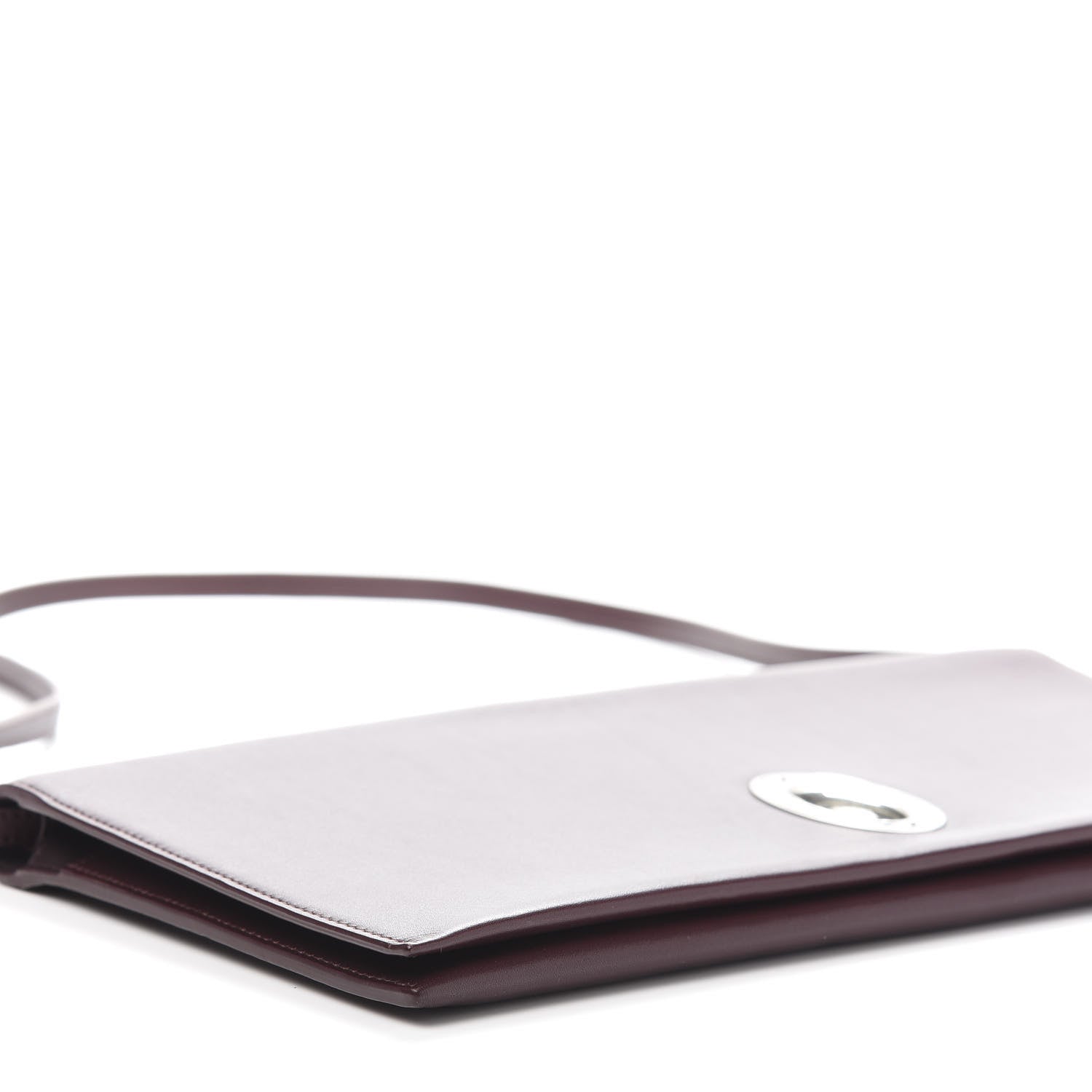 Celine Calfskin Oval Clutch on Strap Burgundy 7 of 9