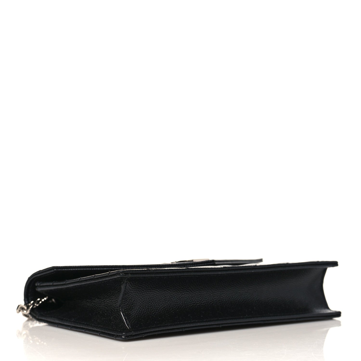 Saint Laurent Grain De Poudre Matelasse Chevron Monogram Envelope Chain Wallet Black 4 of 10