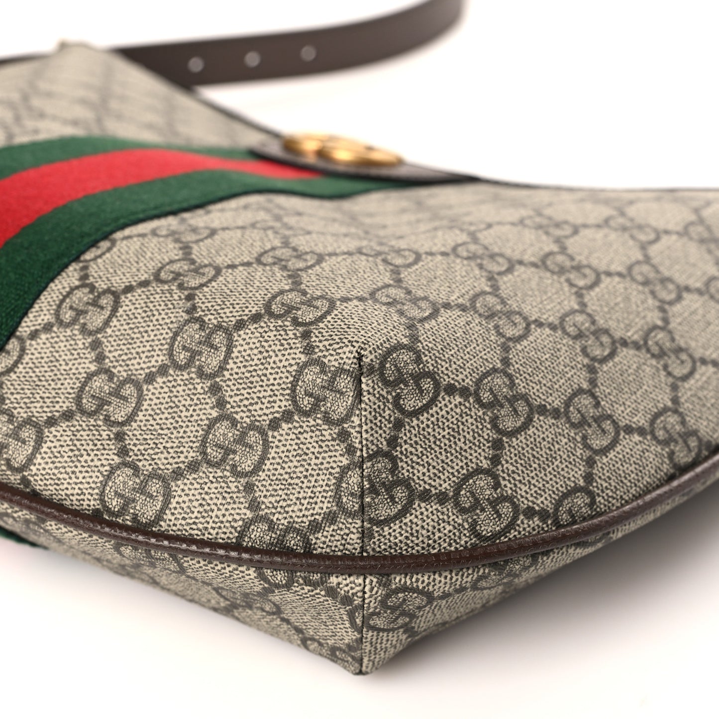 GG Supreme Monogram Web Small Ophidia Half Moon Hobo Brown