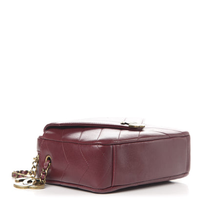 Chanel Shiny Lambskin Chevron Stitched Small Coco Camera Case Bag Burgundy 5 of 12