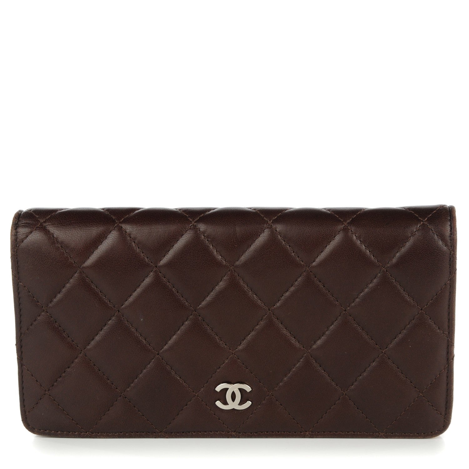 Chanel Lambskin Quilted Bi-Color Quilted Yen Wallet Brown 1 of 8