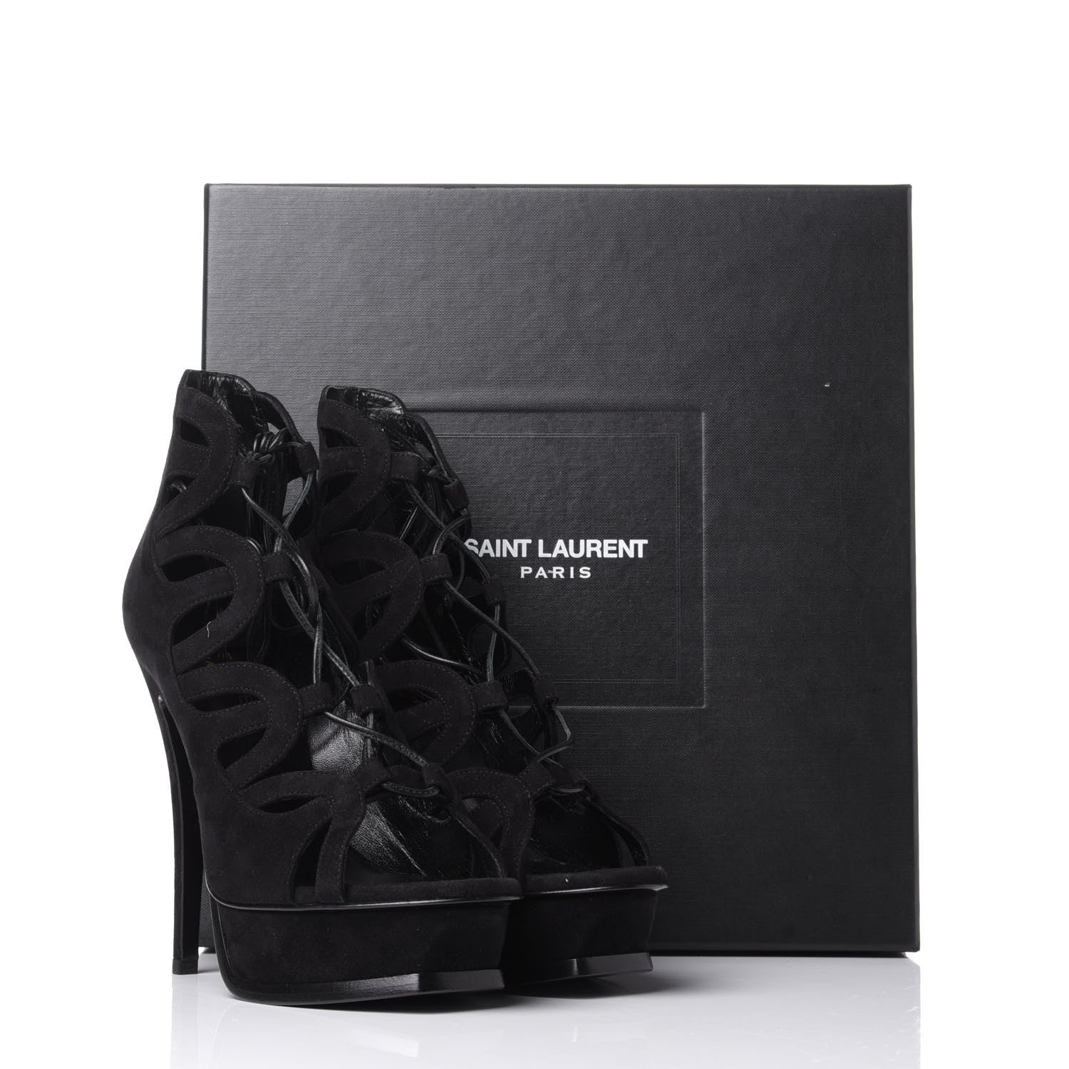 Saint Laurent Kid Scamosciato Tribute 105 Platform Sandals 36 Black 10 of 10