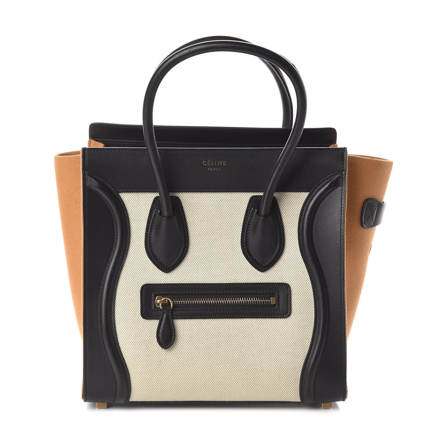 Celine Calfskin Linen Micro Tri-Color Luggage Natural 1 of 9